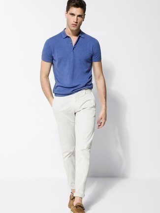 Blue Polo with Loafers Outfits For Men 