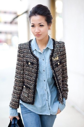Black and White Tweed Jacket Outfits For Women: 