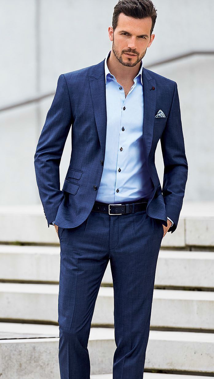 How To Wear a Navy Suit With an Aquamarine Dress Shirt | Men's Fashion