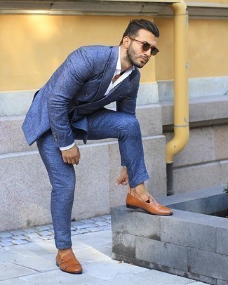 Solid Two Button Suit Blue