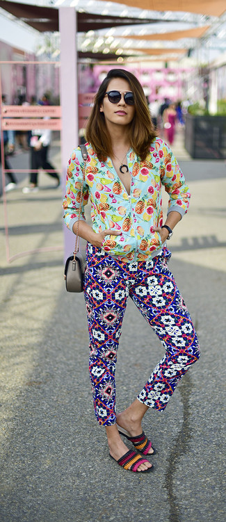 Skinny Floral Print Trousers