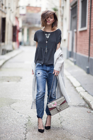 Black Suede Pumps Relaxed Outfits: 