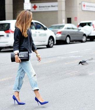 Navy Suede Pumps Outfits: 