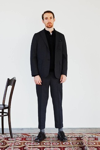 Black Plaid Suit Outfits: 
