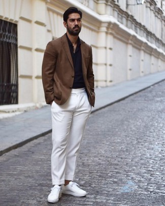 white sneakers with blazer