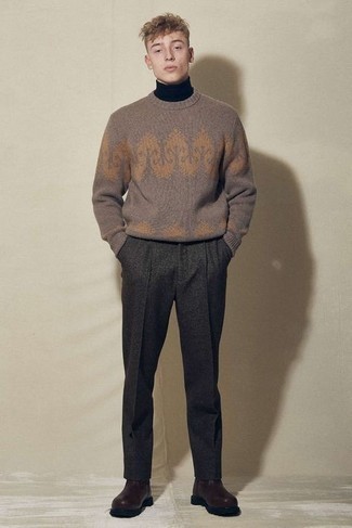 Grey Wool Carrot Fit Chino Trousers