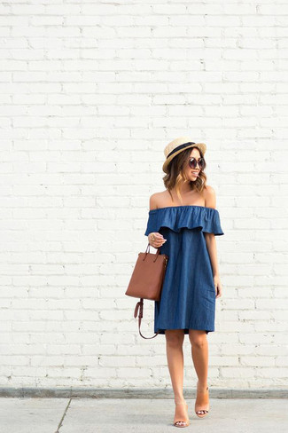 Blue Off Shoulder Dress Outfits: 