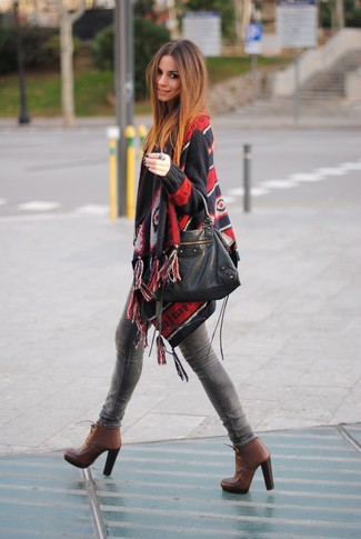 Brown Leather Lace-up Ankle Boots Outfits: 