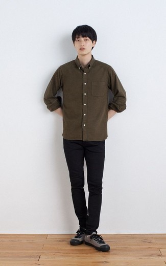 Slim Fit Long Sleeve Shirt With Pocket In Tan