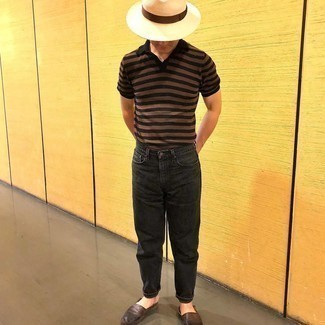Black Jeans with Polo Outfits For Men: The combination of a polo and black jeans makes this a solid laid-back look. The whole look comes together brilliantly if you complement this outfit with a pair of dark brown leather espadrilles.
