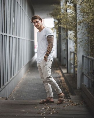 Brown Suede Sandals Outfits For Men: 