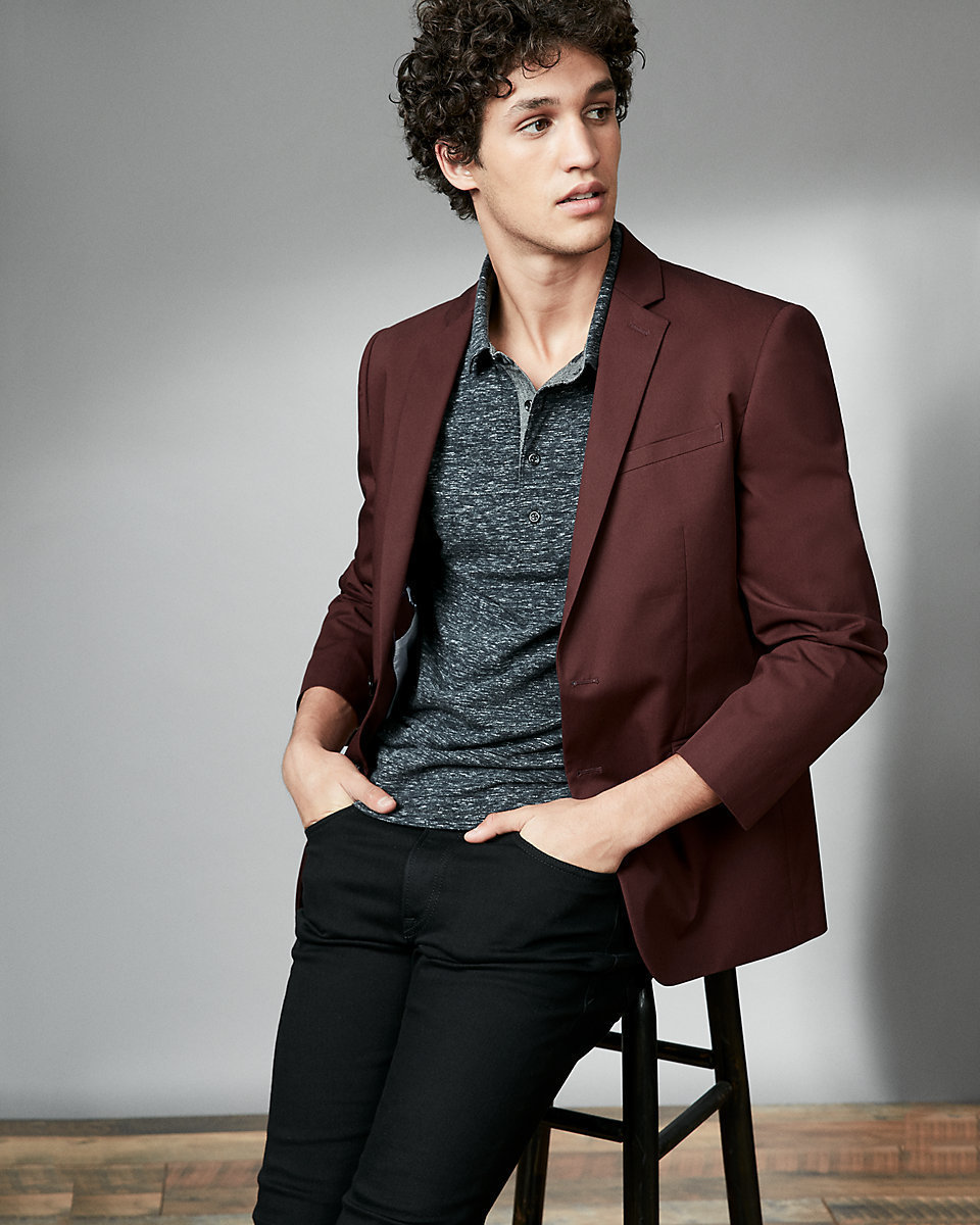 Men's Burgundy Charcoal Polo, Black Jeans | Lookastic