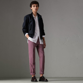 Burgundy Check Chinos Outfits: 