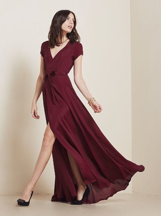 Pleated Belted Evening Dress