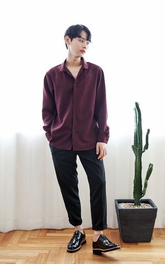 Puremeso Acid Wash Knit Button Up Shirt In Wine At Nordstrom