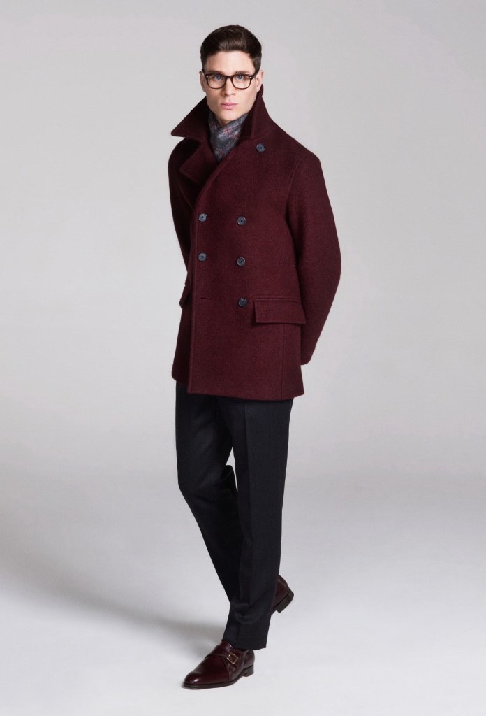 Men's burgundy hot sale wool coat