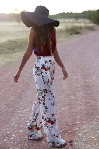 Floral Wide Leg Pants Smart Casual Summer Outfits (3 ideas
