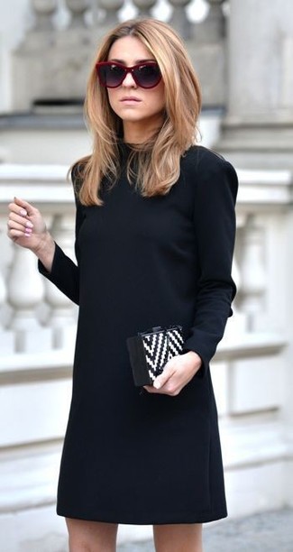 White and Black Chevron Leather Clutch Outfits: 