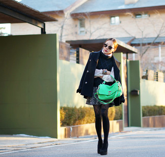 Charcoal Tweed Mini Skirt Outfits: 