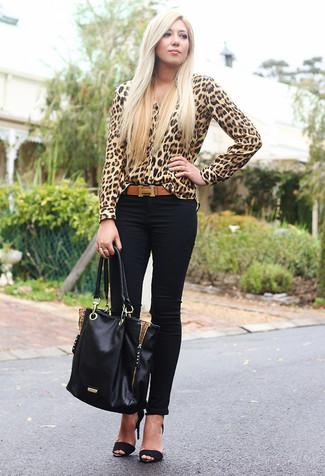 Leopard Print Shirt With Roll Sleeves