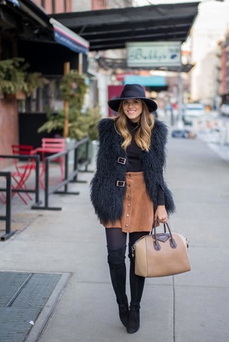 Brown Corduroy Button Skirt Outfits: 