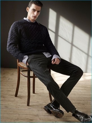 Cable V Neck Sweater