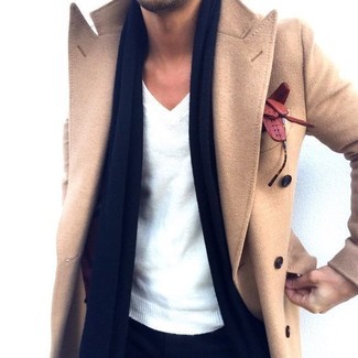 Contrast Collar Single Breasted Camel Wool Coat