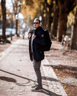 Navy Parka Outfits For Men: 