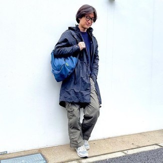 Blue Canvas Backpack Outfits For Men: 