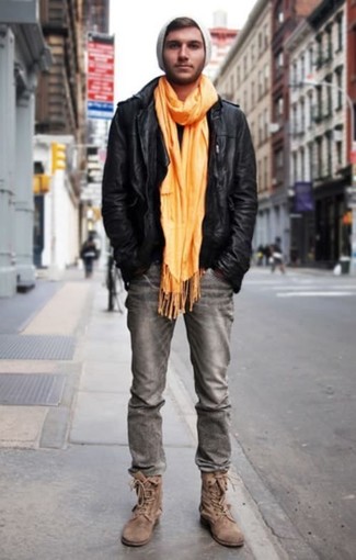 Orange Scarf Outfits For Men: 