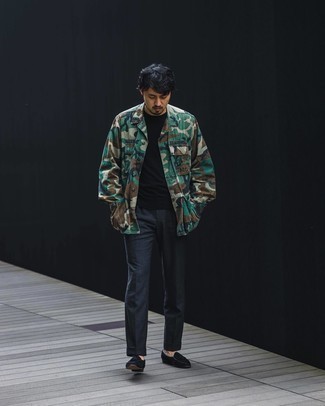 Olive Camouflage Field Jacket Outfits: 