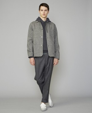 Charcoal Hoodie Outfits For Men: 