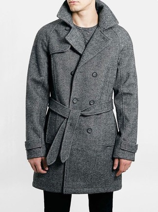 Belted Wool Blend Overcoat