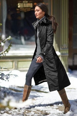 Black Raincoat Outfits For Women: 