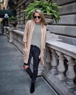 Charcoal Ripped Skinny Jeans Outfits: 