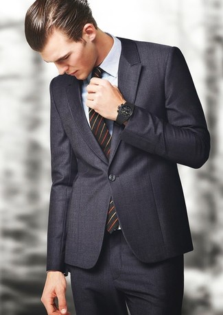 Diagonal Striped Necktie Black