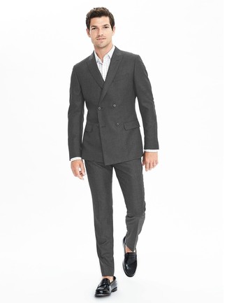 Trim Fit Dress Shirt In Whitenavy At Nordstrom
