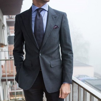 Charcoal Paisley Pocket Square Outfits: 