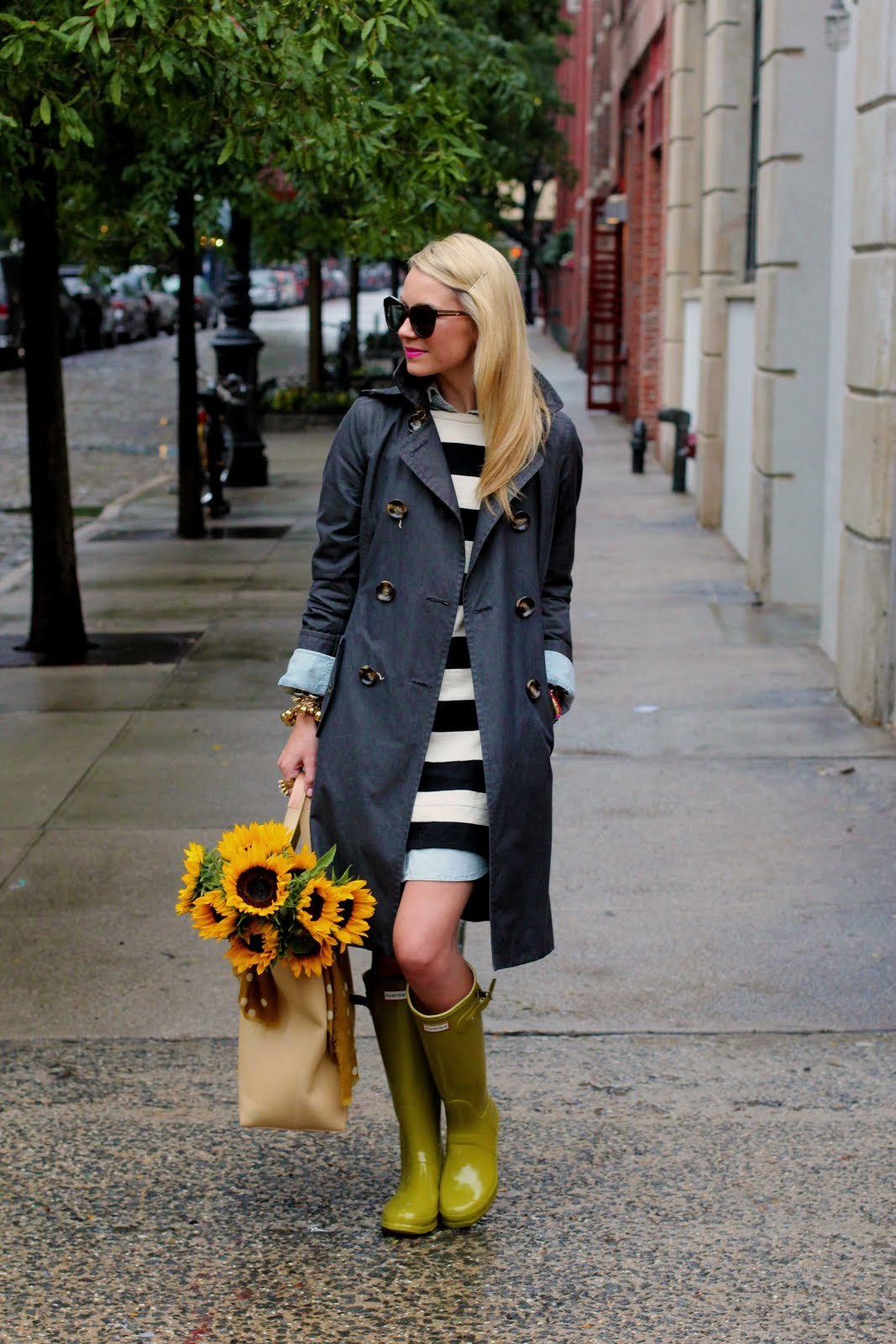 yellow rain boots outfit
