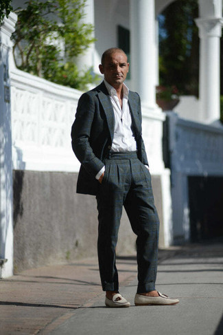 London Grey Soho Slim Fit Checked Wool Suit