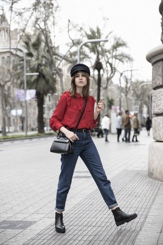 Red Button Down Blouse Outfits: 