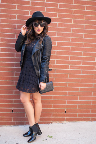 Black Lace Skater Dress Outfits: 