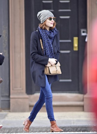Navy Scarf Winter Outfits For Women: 
