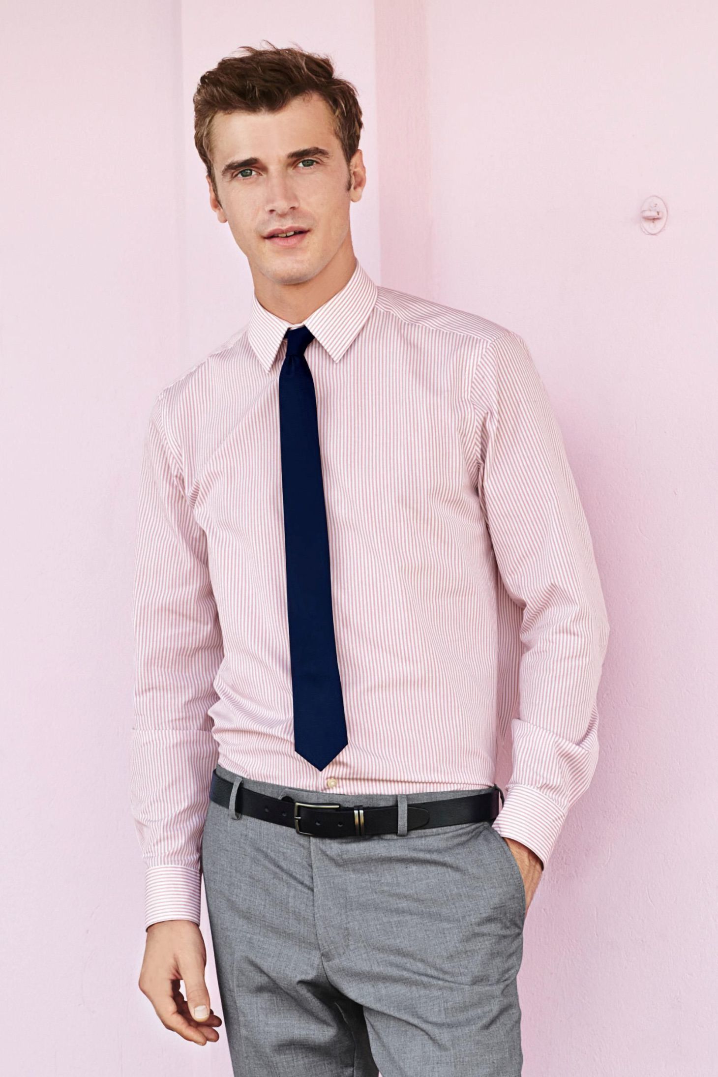 pink dress shirt with tie