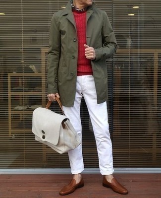 Olive Raincoat Outfits For Men: 