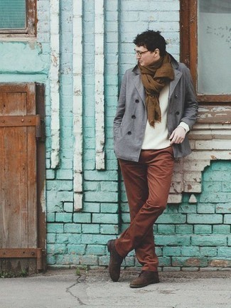 Brown Scarf Outfits For Men: 