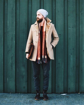White Beanie Winter Outfits For Men: 