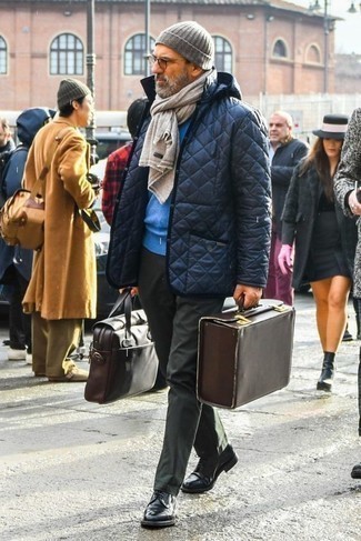 Dark Brown Suitcase Outfits For Men: 