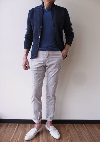White Suede Loafers Outfits For Men: 
