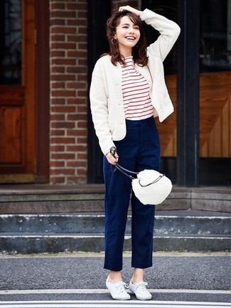White Wool Bomber Jacket Outfits For Women: 